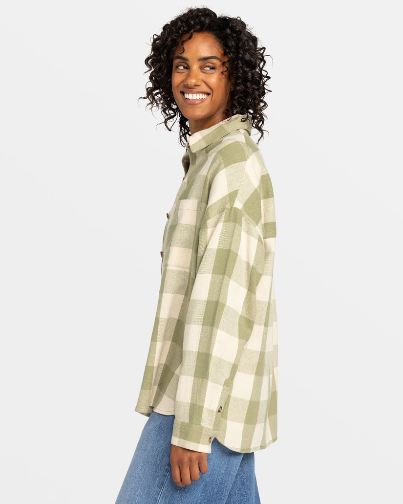 Women Roxy® Lets Get Away Long Sleeve Shirts Green | GWZF-12483