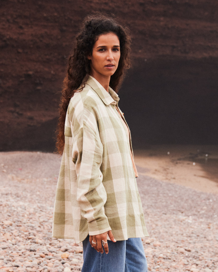 Women Roxy® Lets Get Away Long Sleeve Shirts Green | GWZF-12483