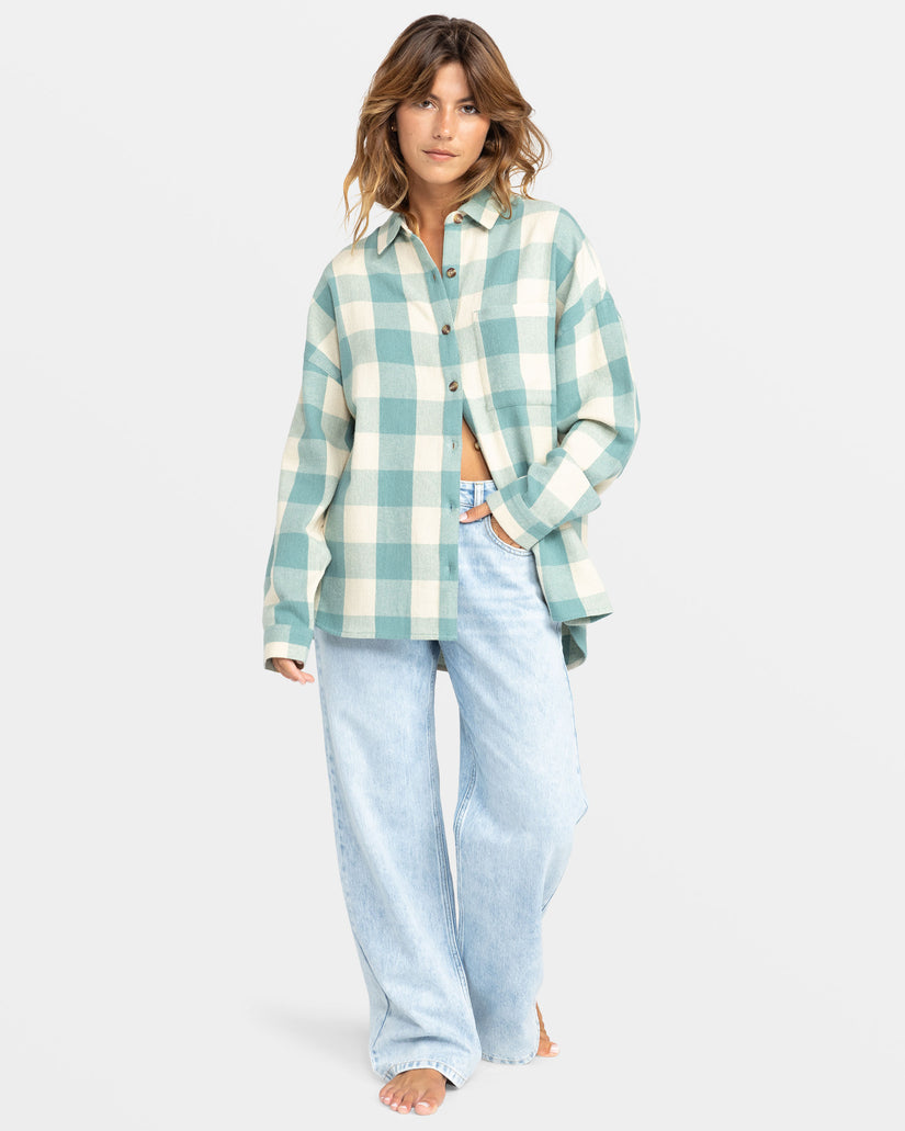 Women Roxy® Lets Get Away Long Sleeve Shirts Blue | FDNO-31260