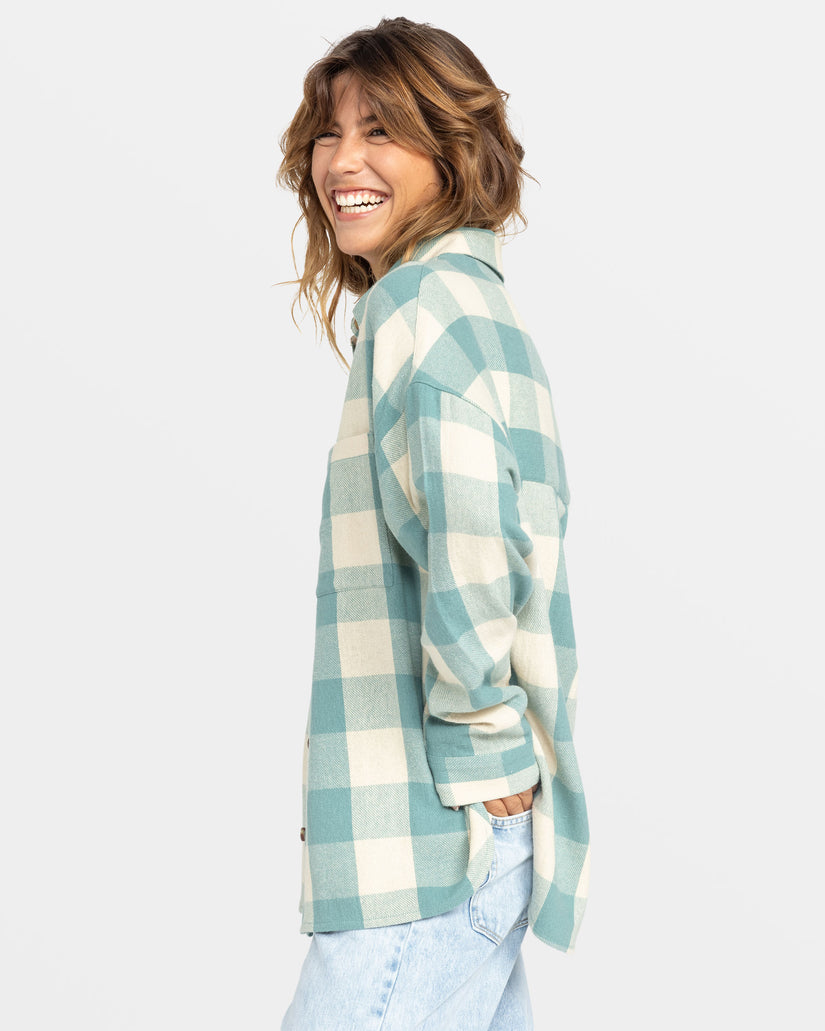 Women Roxy® Lets Get Away Long Sleeve Shirts Blue | FDNO-31260
