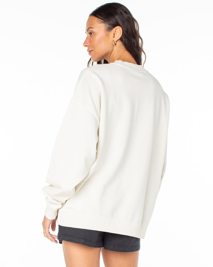 Women Roxy® Lineup Oversized Crew Neck Sweatshirt White | LMXR-52978