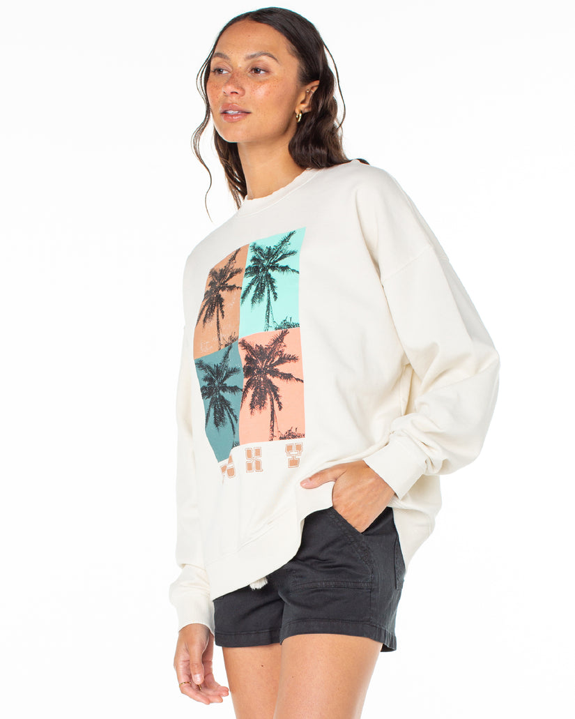 Women Roxy® Lineup Oversized Crew Neck Sweatshirt White | LMXR-52978