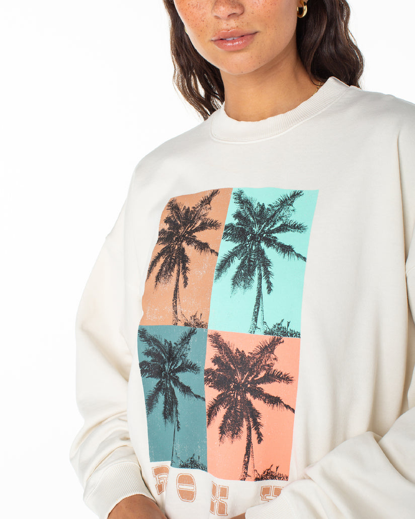 Women Roxy® Lineup Oversized Crew Neck Sweatshirt White | LMXR-52978