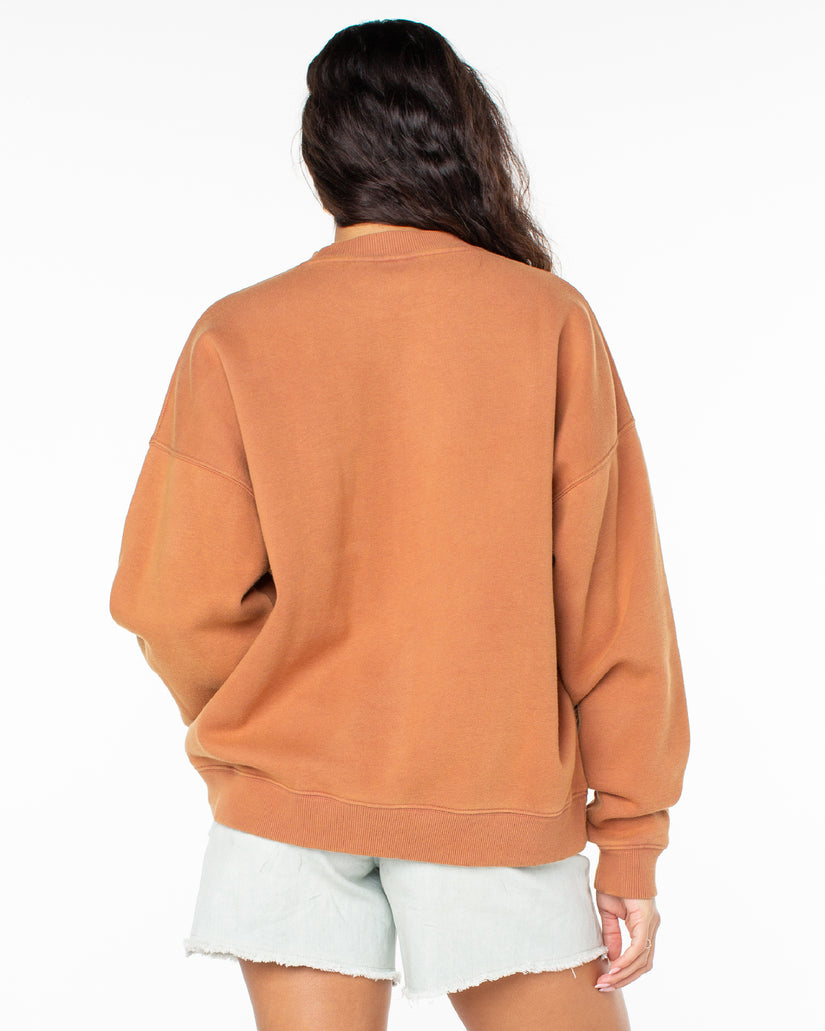 Women Roxy® Lineup Oversized Crew Neck Sweatshirt Brown | KPGD-61572