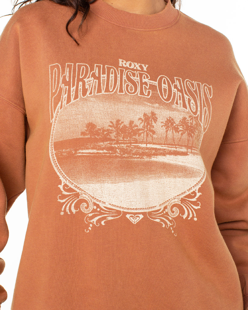 Women Roxy® Lineup Oversized Crew Neck Sweatshirt Brown | KPGD-61572