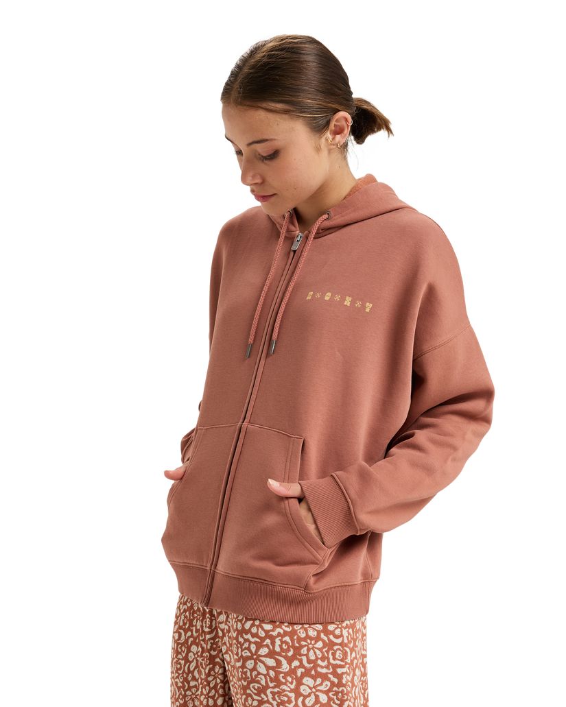 Women Roxy® Lineup Oversized Zip Hoodie Brown | POSN-73624