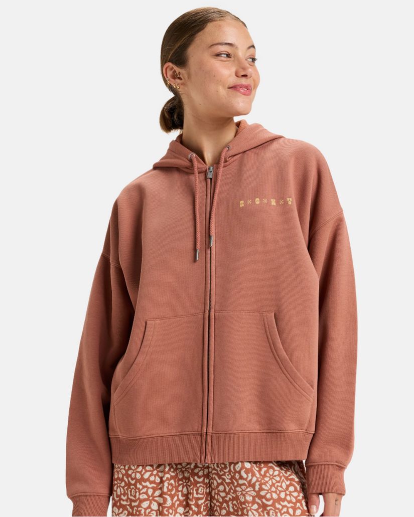 Women Roxy® Lineup Oversized Zip Hoodie Brown | POSN-73624