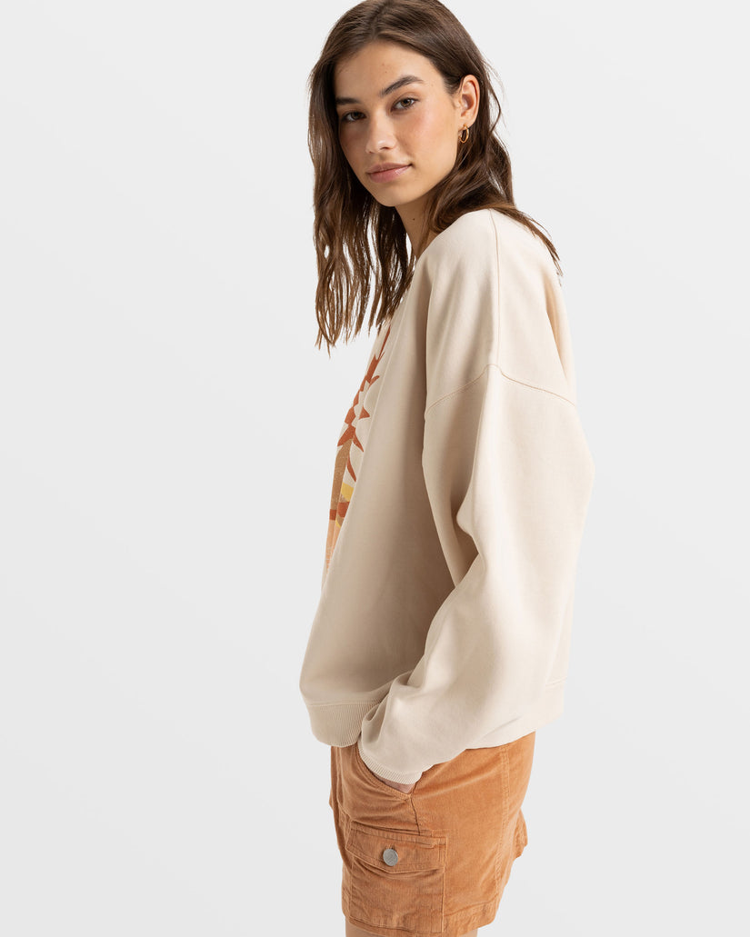 Women Roxy® Lineup Pullover Sweatshirt White | MZWN-60792
