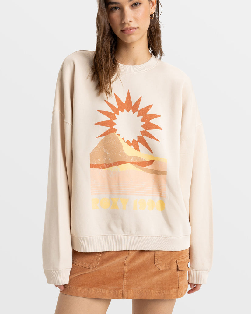 Women Roxy® Lineup Pullover Sweatshirt White | MZWN-60792