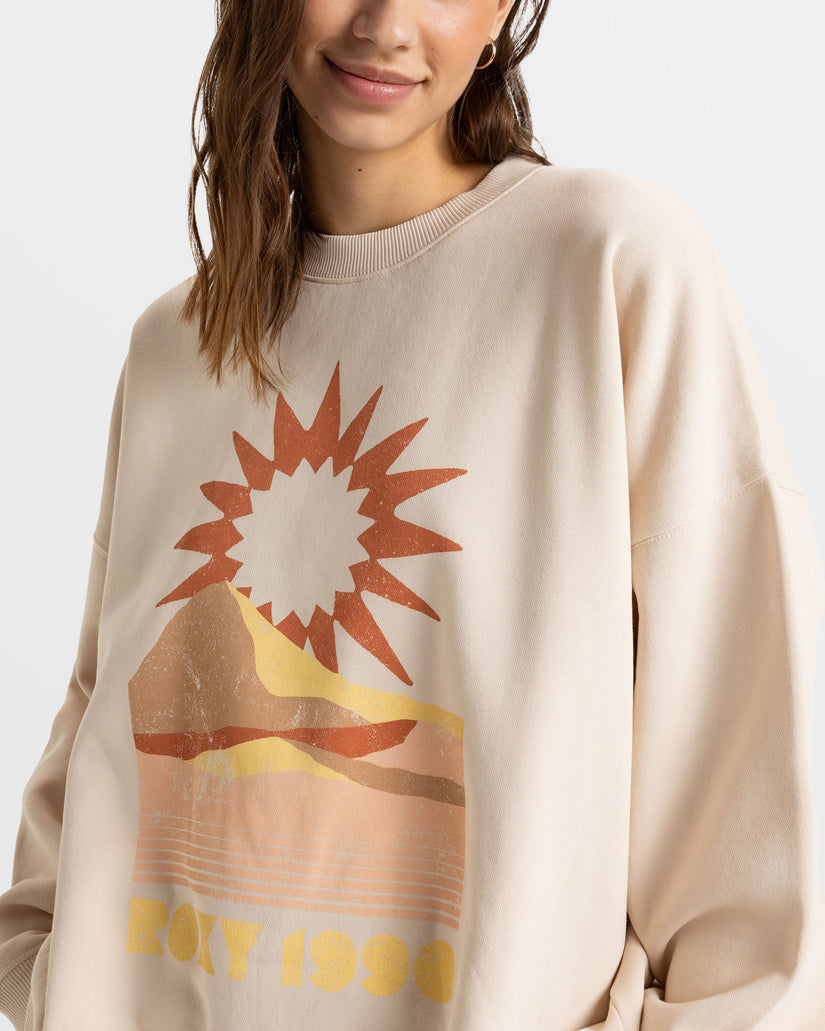 Women Roxy® Lineup Pullover Sweatshirt White | MZWN-60792