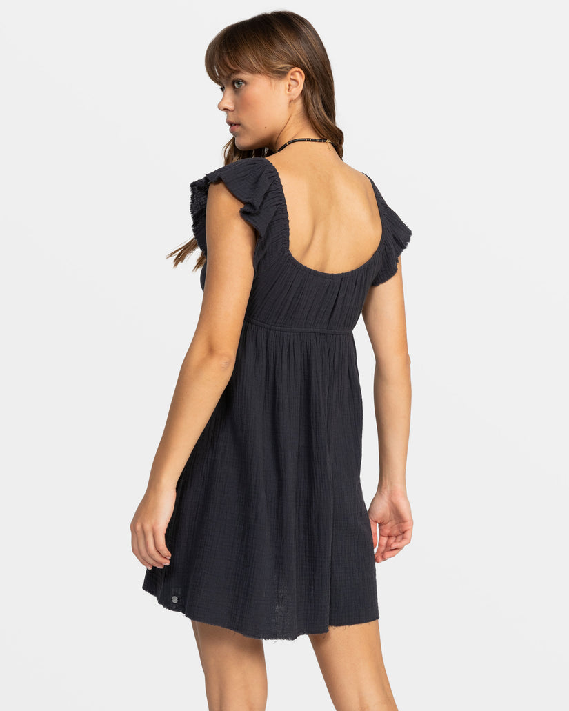 Women Roxy® Luna Flutter Sleeves Mini Dress Black | QFSM-61802