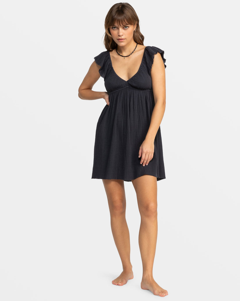 Women Roxy® Luna Flutter Sleeves Mini Dress Black | QFSM-61802