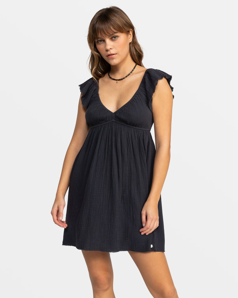 Women Roxy® Luna Flutter Sleeves Mini Dress Black | QFSM-61802
