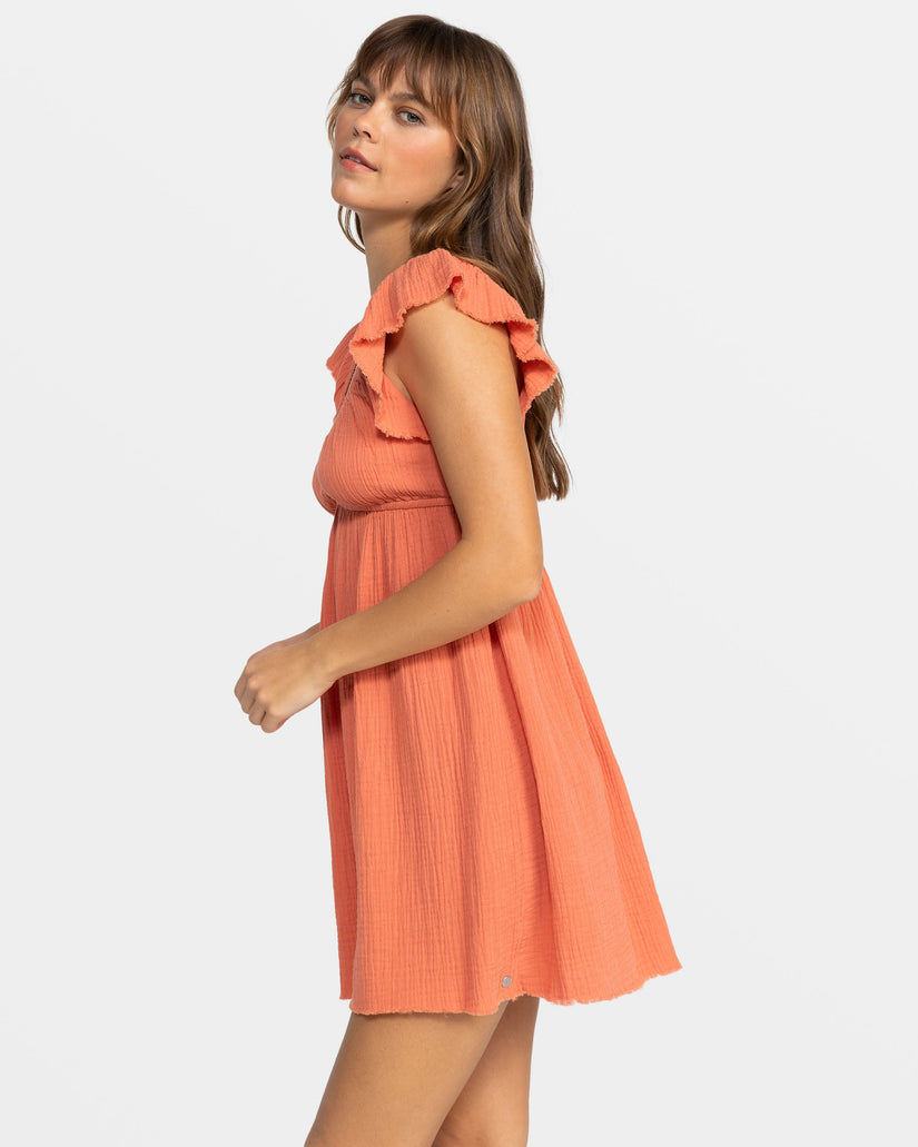 Women Roxy® Luna Flutter Sleeves Mini Dress Orange | ORNX-48395