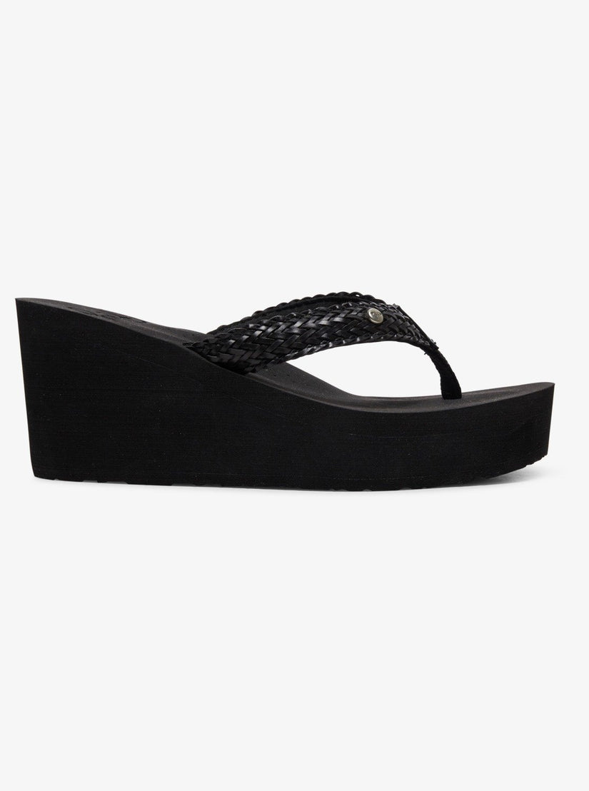 Women Roxy® Mellie Platform Wedge Sandals Black | PBQU-15792
