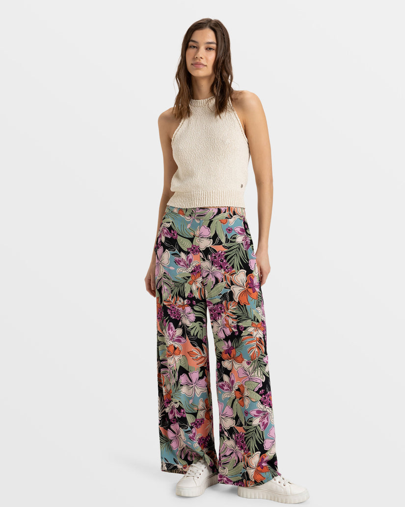 Women Roxy® Midnight Avenue Wide Leg Pants Flower | VCWI-36120