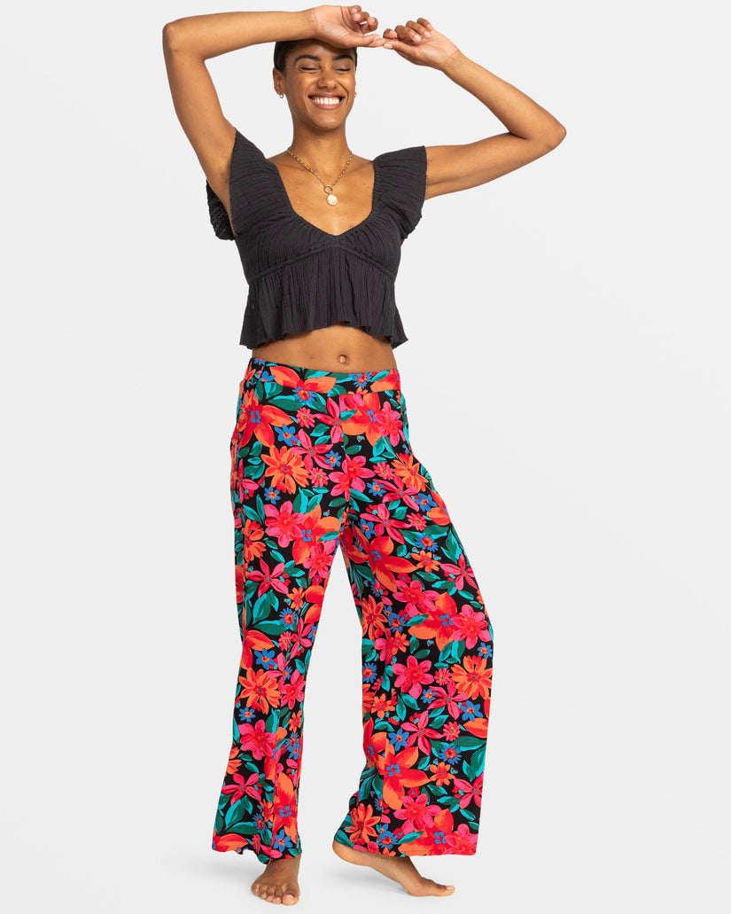 Women Roxy® Midnight Avenue Wide Leg Printed Pants Flower | COHS-10897