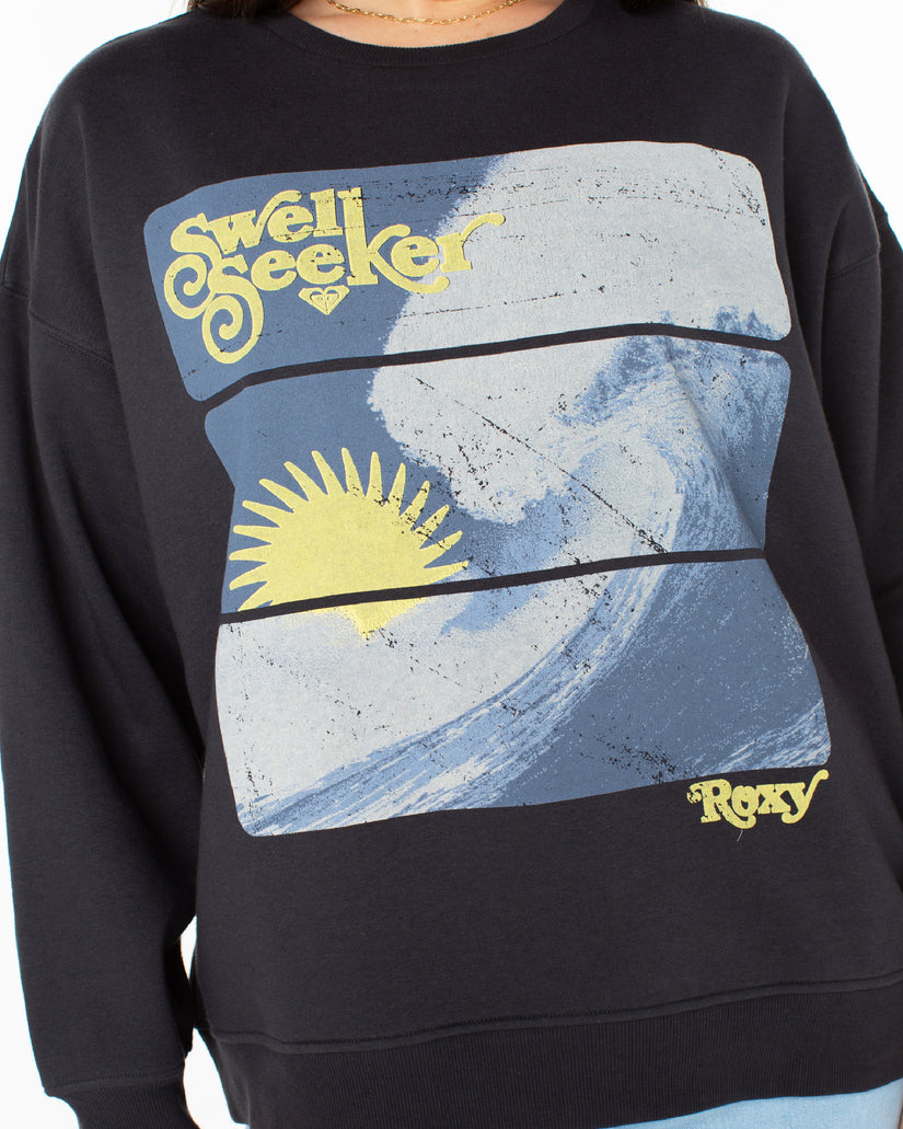 Women Roxy® Morning Hike Sweatshirt Black | NLEK-01752