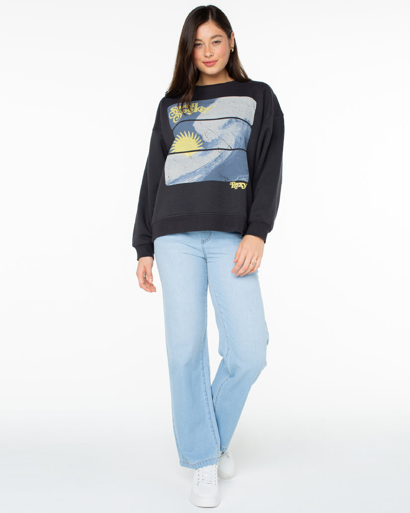 Women Roxy® Morning Hike Sweatshirt Black | NLEK-01752