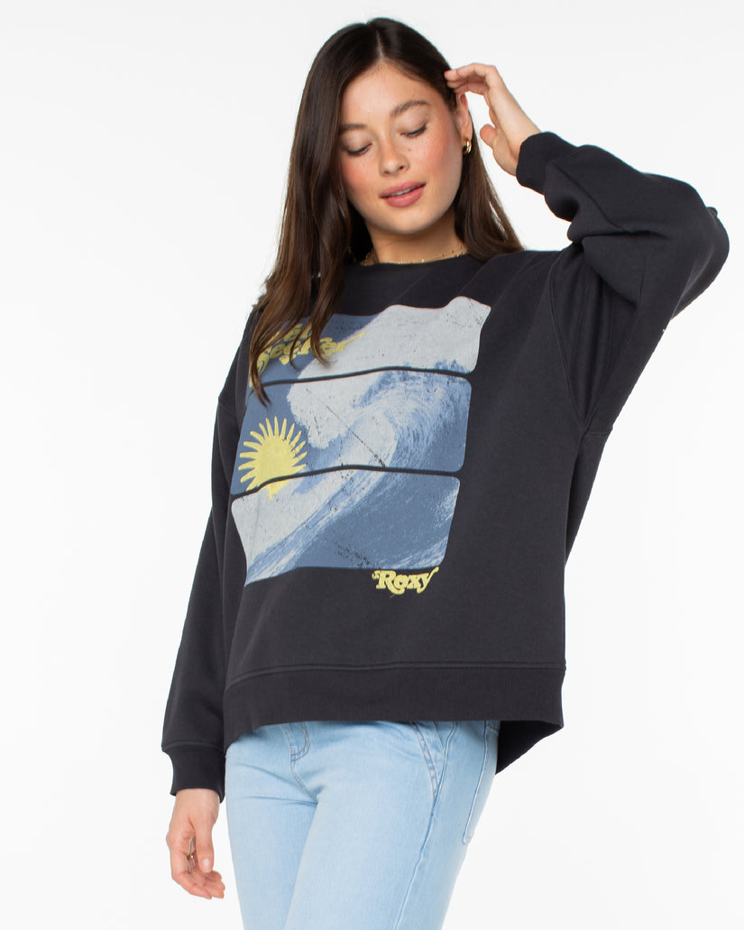 Women Roxy® Morning Hike Sweatshirt Black | NLEK-01752