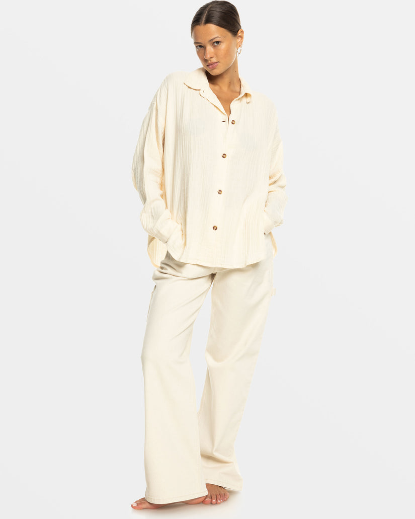 Women Roxy® Morning Time Long Sleeve Shirts White | VMCO-16738