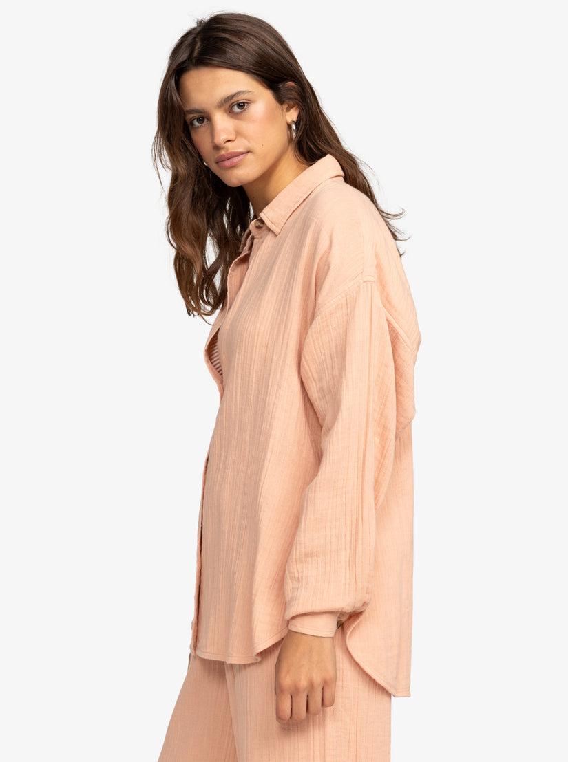 Women Roxy® Morning Time Long Sleeve Shirts Orange | DJAU-90735