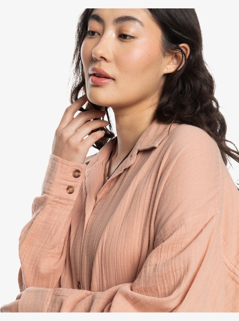 Women Roxy® Morning Time Long Sleeve Shirts Orange | DJAU-90735