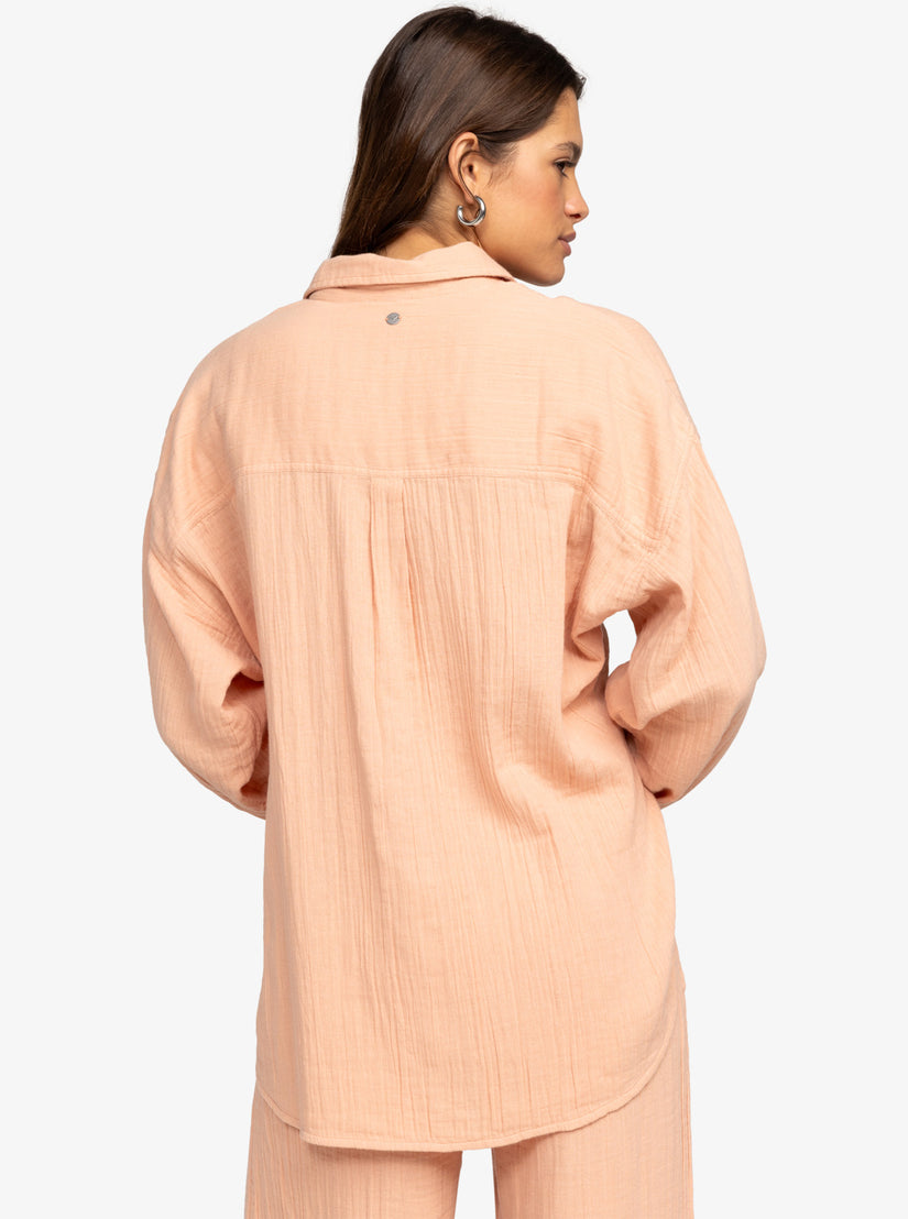 Women Roxy® Morning Time Long Sleeve Shirts Orange | DJAU-90735