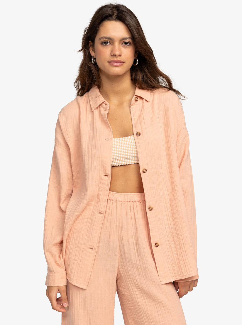 Women Roxy® Morning Time Long Sleeve Shirts Orange | DJAU-90735