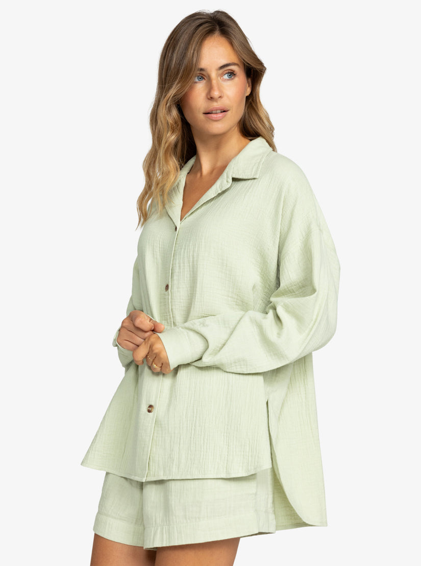 Women Roxy® Morning Time Shirts Green | WUJN-01795