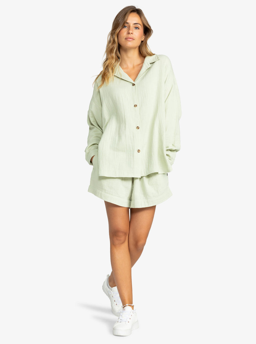 Women Roxy® Morning Time Shirts Green | WUJN-01795