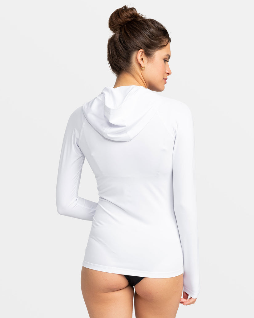 Women Roxy® New Essentials Hooded Long Sleeve Zip-Up Rashguards White | FURH-60358