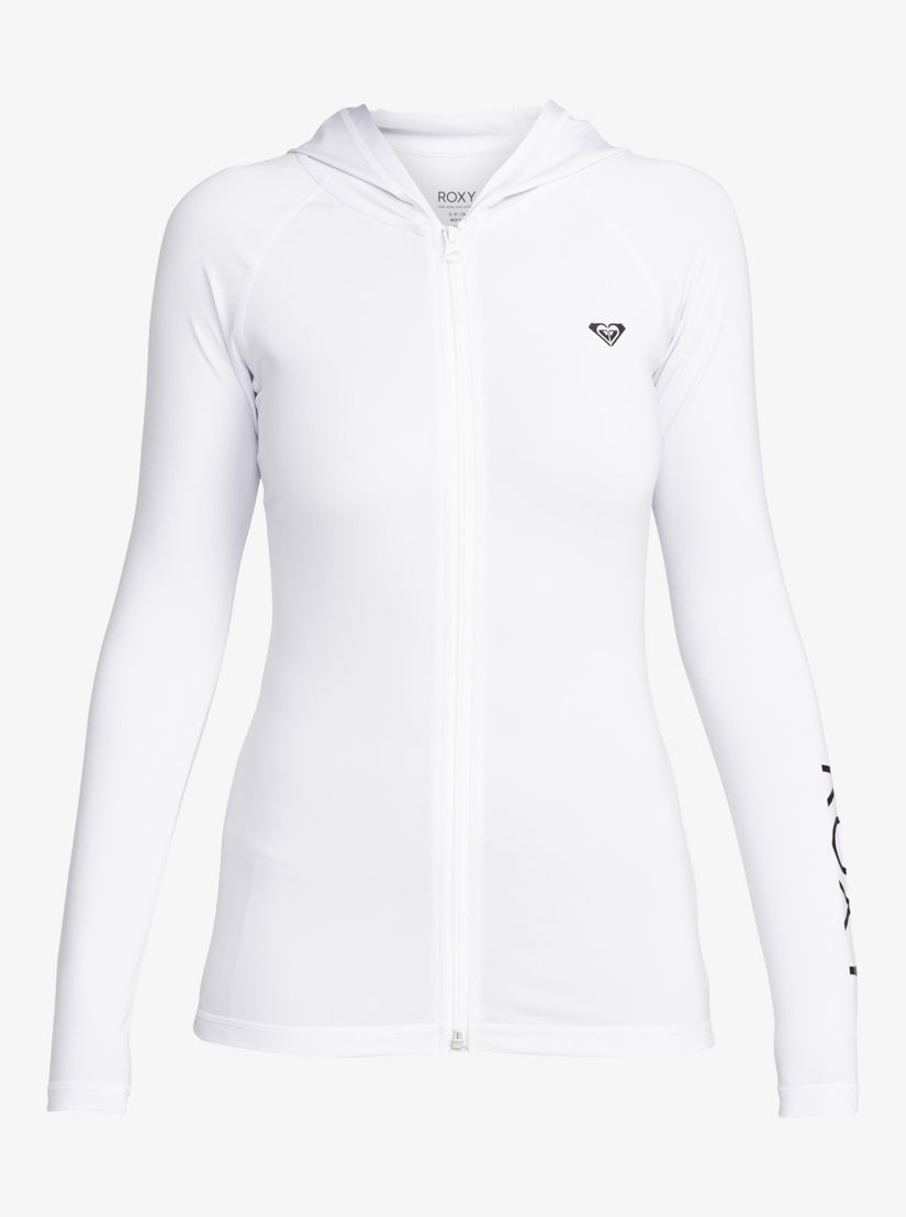 Women Roxy® New Essentials Hooded Long Sleeve Zip-Up Rashguards White | FURH-60358