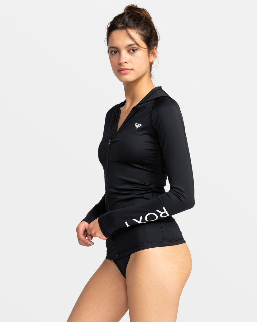 Women Roxy® New Essentials Hooded Long Sleeve Zip-Up Rashguards Dark Grey | LIHE-28450