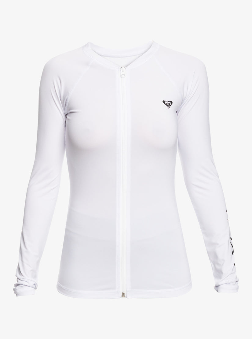 Women Roxy® New Essentials Long Sleeve Zip-Up Rashguards White | OZJV-18246