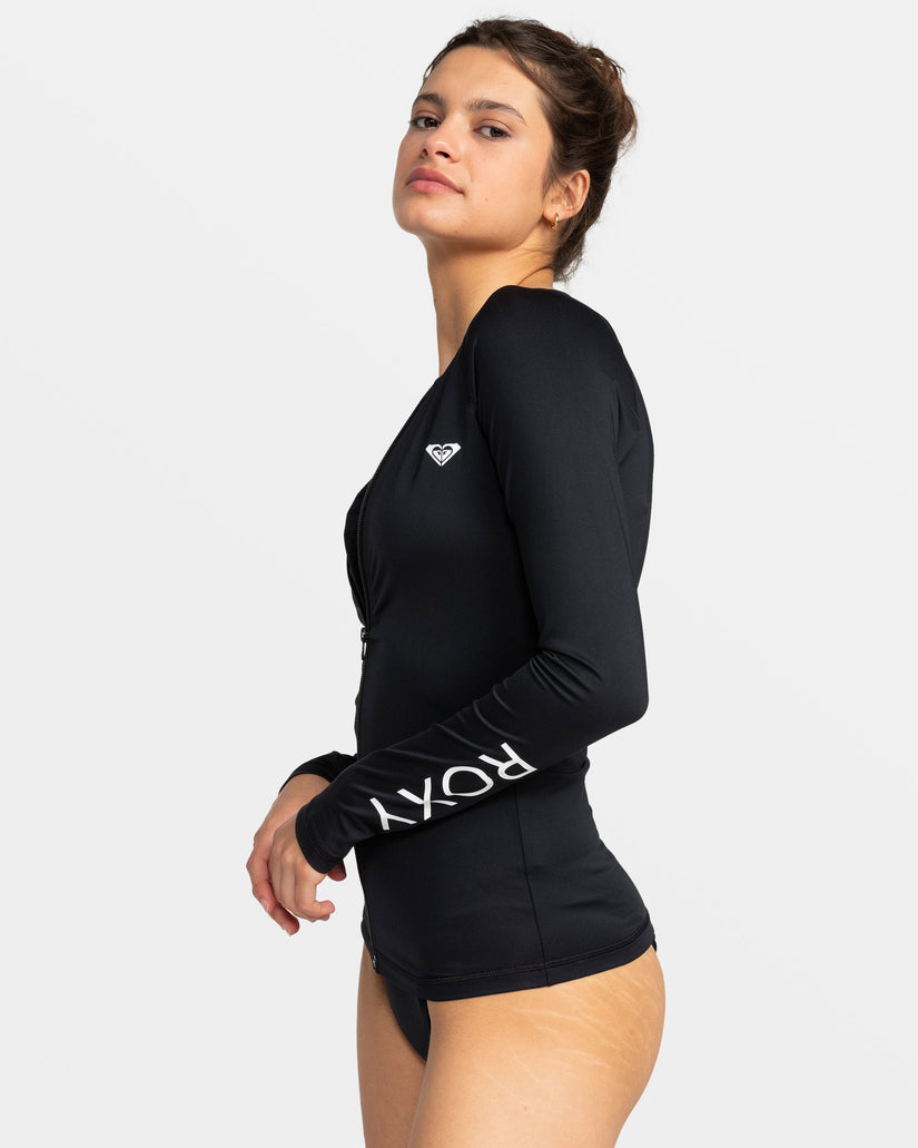 Women Roxy® New Essentials Long Sleeve Zip-Up Rashguards Dark Grey | DZMV-78204