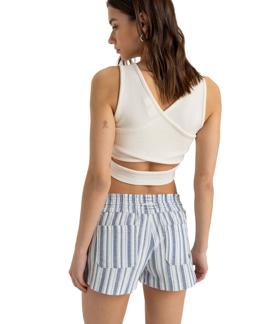 Women Roxy® Oceanside Beach Shorts Blue Stripes | UFGV-46028