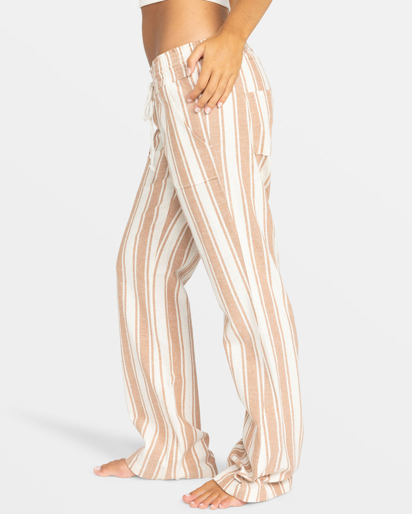 Women Roxy® Oceanside Flared Beach Pants Brown Stripes | QEYL-76043
