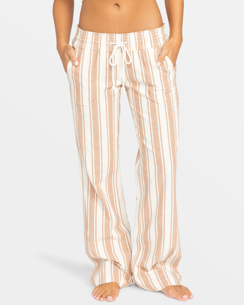 Women Roxy® Oceanside Flared Beach Pants Brown Stripes | QEYL-76043