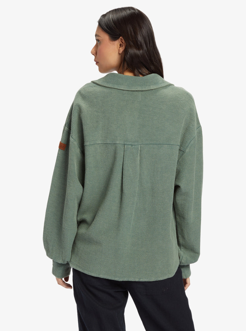 Women Roxy® Off Duty Knit Shacket Jackets Green | ZPGH-76854