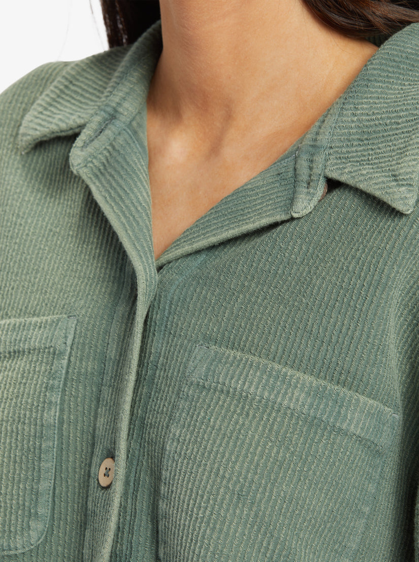Women Roxy® Off Duty Knit Shacket Overshirt Green | RNAB-78563
