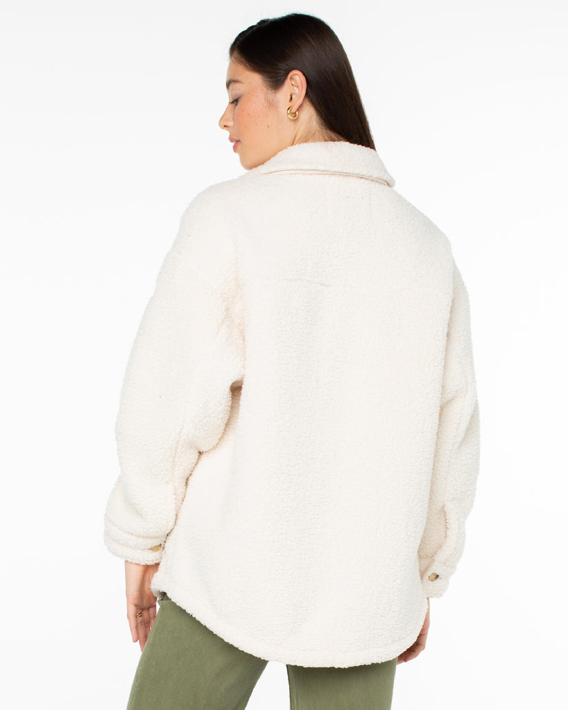 Women Roxy® Overlander Solid Button Front Fleece Jackets White | BGTX-27849