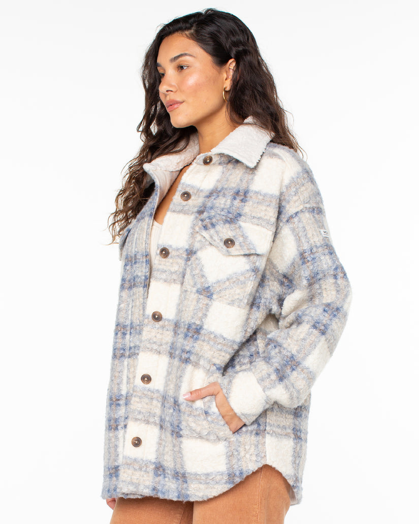 Women Roxy® Overlander Solid Button Front Fleece Jackets Blue | VFZS-93027