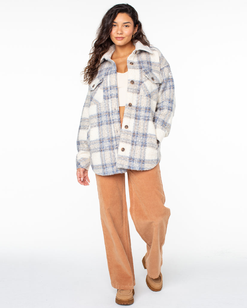 Women Roxy® Overlander Solid Button Front Fleece Jackets Blue | VFZS-93027