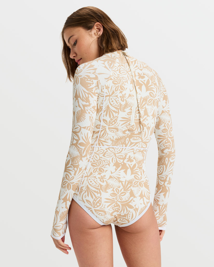 Women Roxy® Palm Palm Long Sleeve One-Piece Swimsuits Brown | TAEI-68159