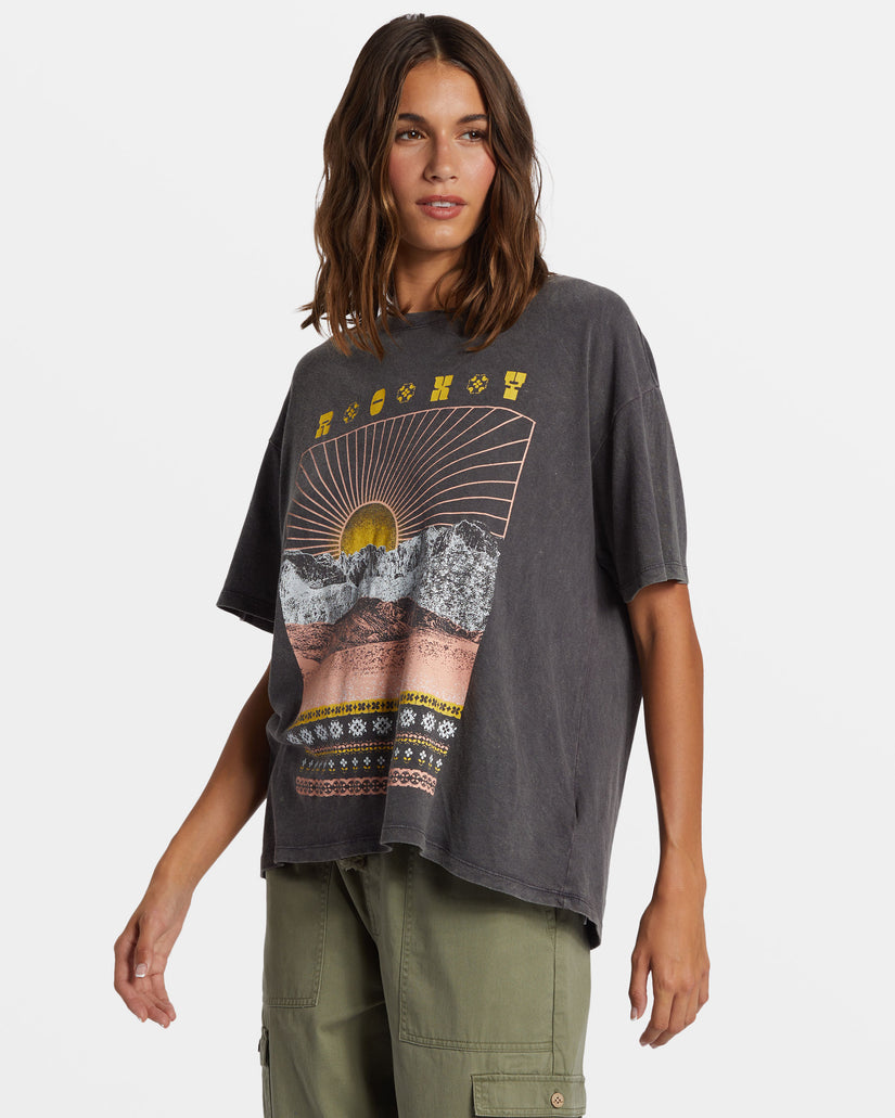 Women Roxy® Paradise Peaks Short Sleeve Oversized T-Shirt Dark Grey | LGXO-18472