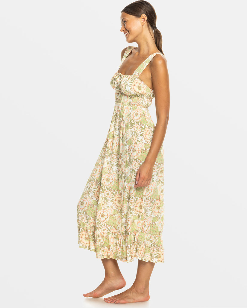Women Roxy® Paradise Winds Midi Dress Green Flower | CEAG-15694