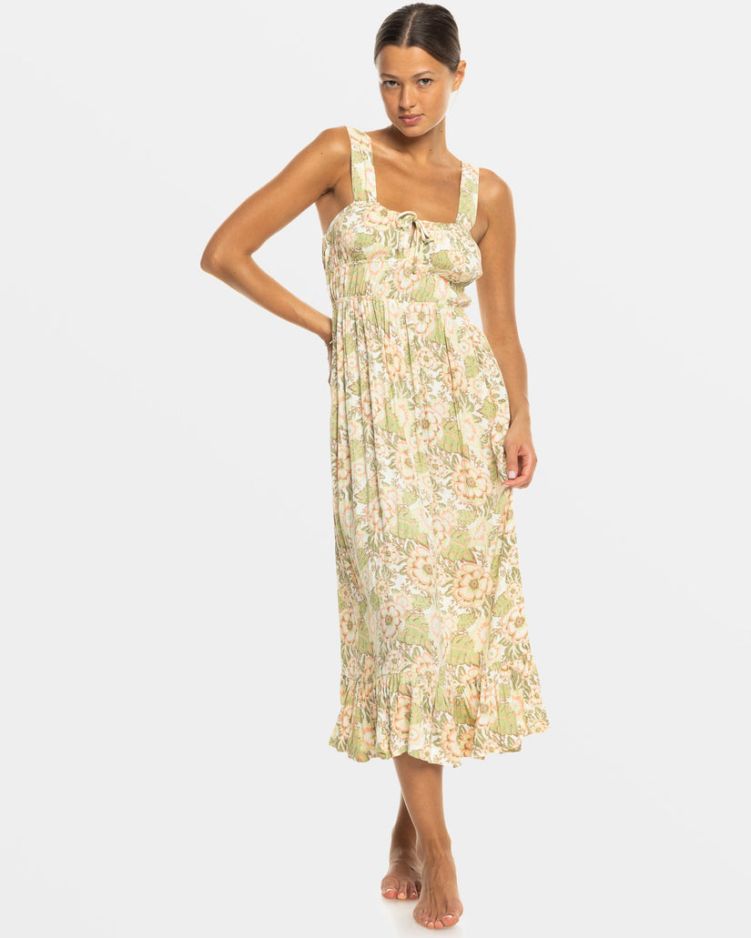 Women Roxy® Paradise Winds Midi Dress Green Flower | CEAG-15694