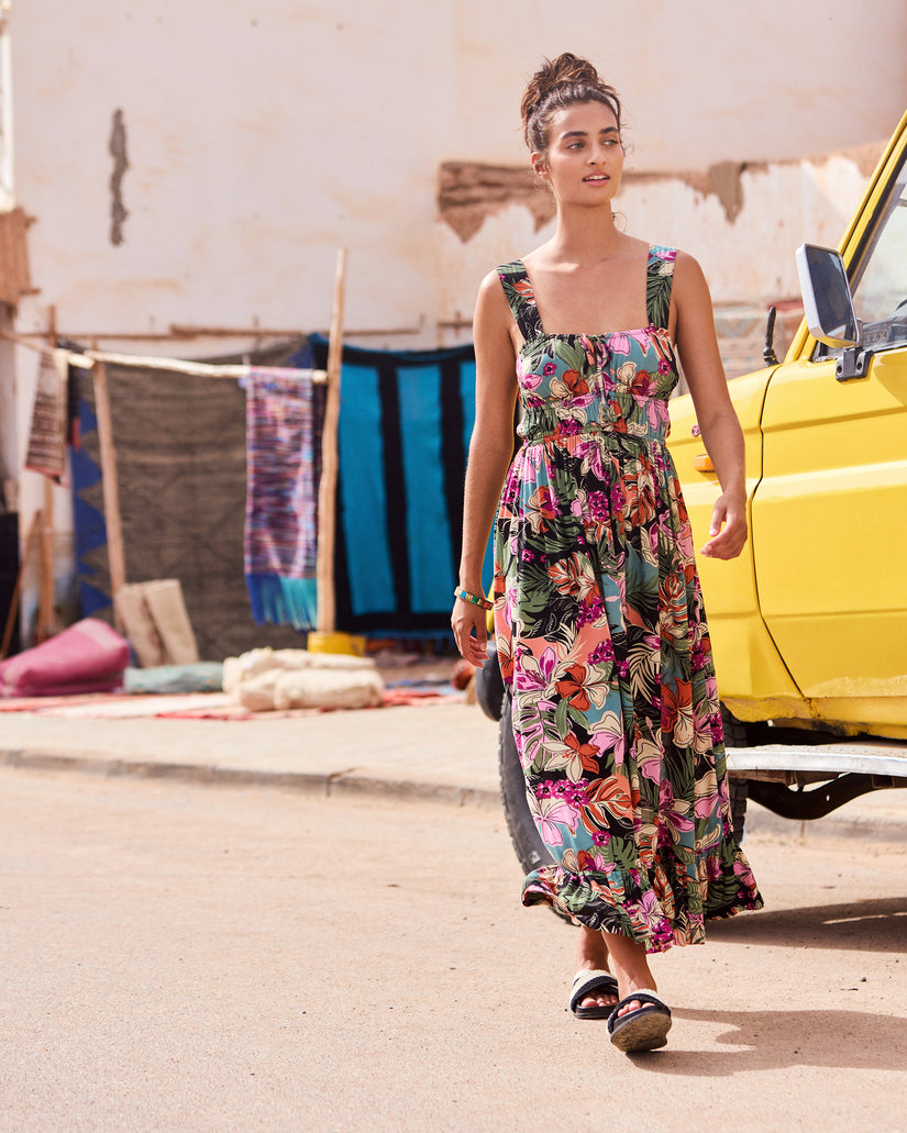 Women Roxy® Paradise Winds Tropical Midi Dress Flower | SJLY-59246