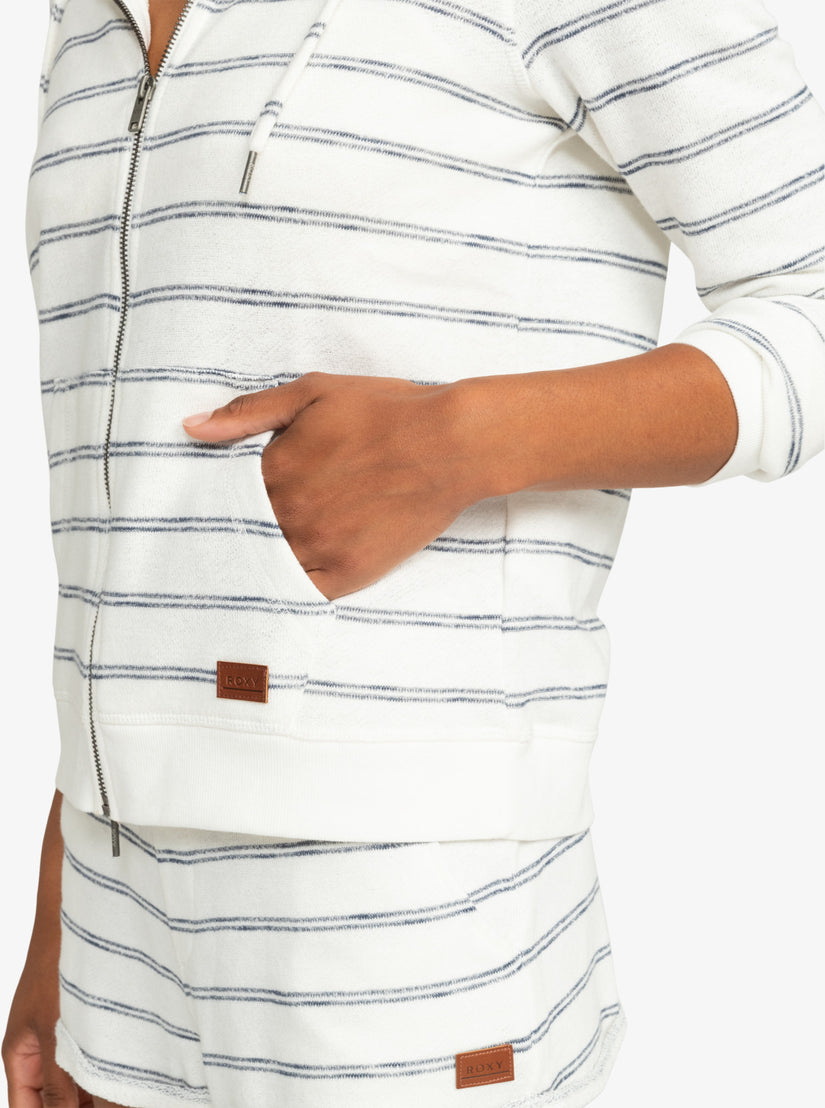 Women Roxy® Perfect Wave Stripes Zip Hoodie White | CATL-36582